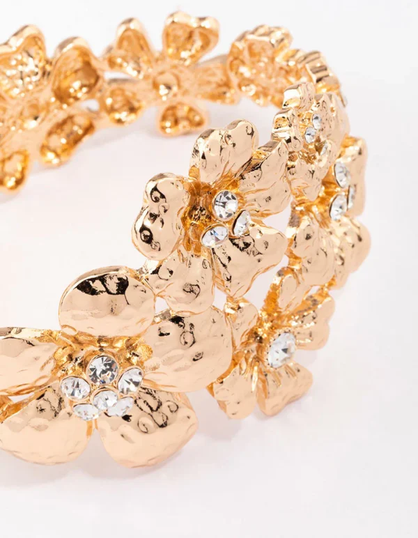 Gold Large Floral Bracelet - Image 3