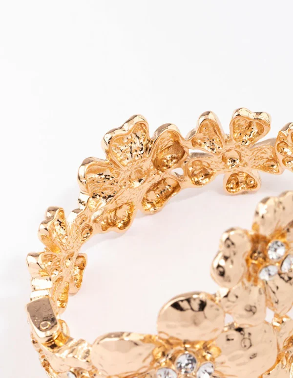Gold Large Floral Bracelet - Image 2