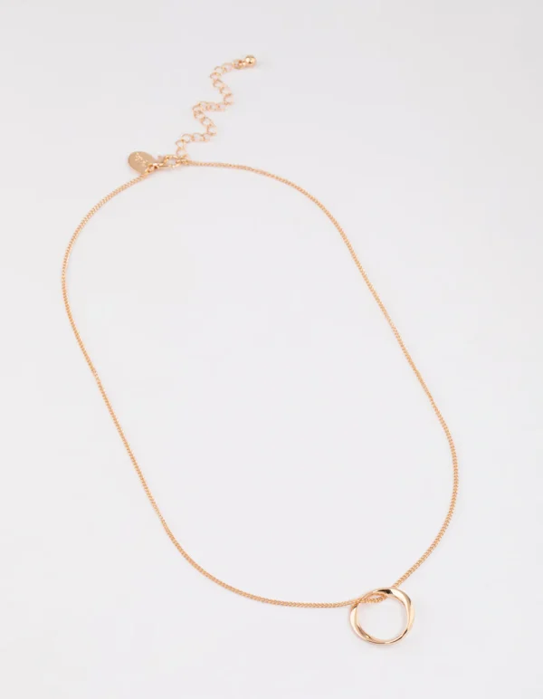 Gold Twisted Circle Necklace - Image 3