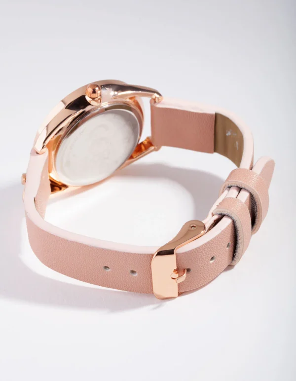 Rose Gold Bee PU Strap Watch - Image 2