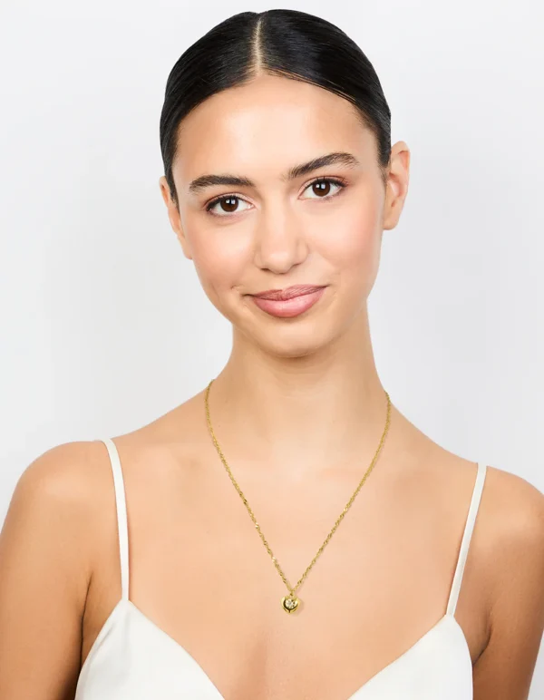 Puffy heart necklace made of gold-plated stainless steel and zirconium - Image 2